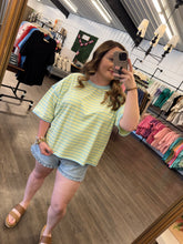 Load image into Gallery viewer, Mint/Blue Stripe Top
