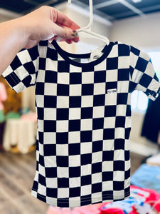 Black Checkered Short Set