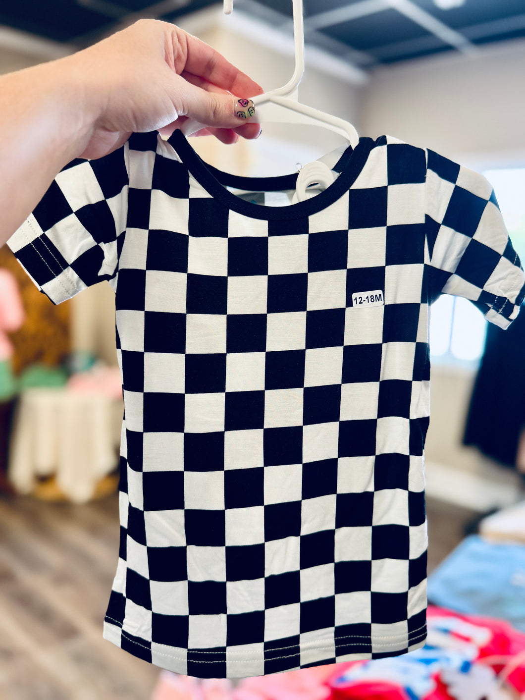 Black Checkered Short Set