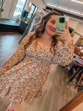 Load image into Gallery viewer, Taupe Floral Dress Long Sleeve

