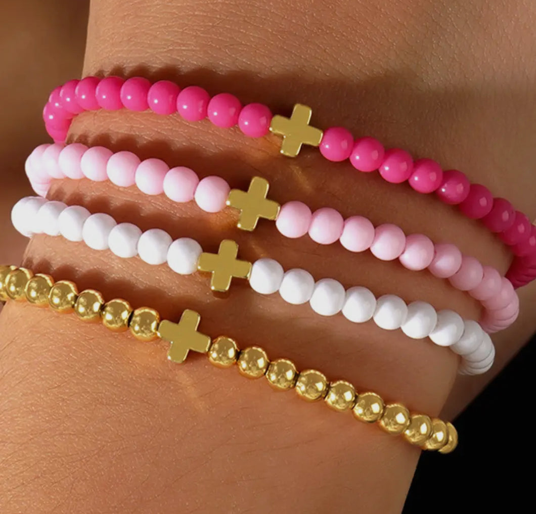 Pink Cross Bracelet