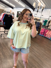 Load image into Gallery viewer, Mint/Blue Stripe Top
