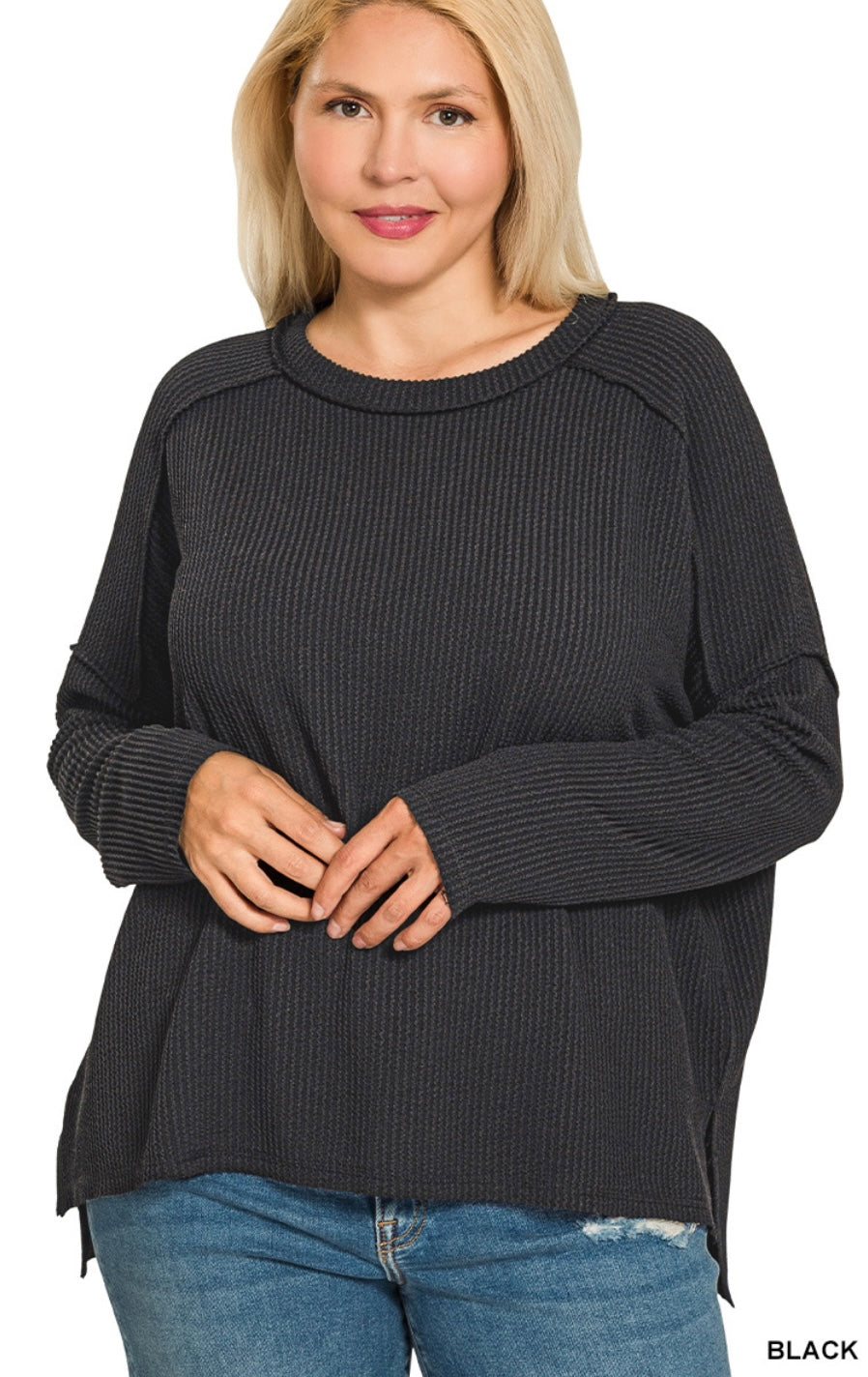 Ribbed Long Sleeve Top - Reg + Curvy