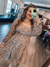 Load image into Gallery viewer, Taupe Floral Dress Long Sleeve
