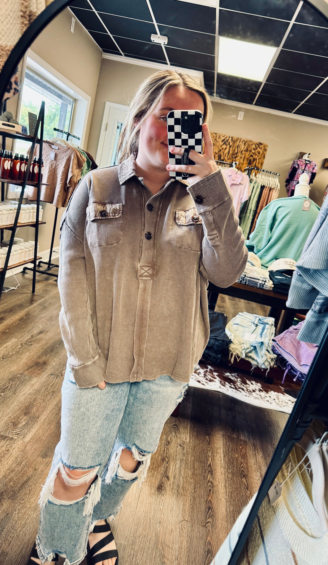 Mocha Button Tunic