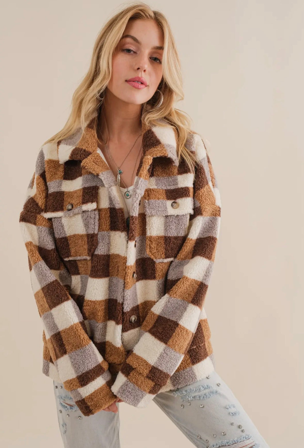 Teddy Plaid Shacket