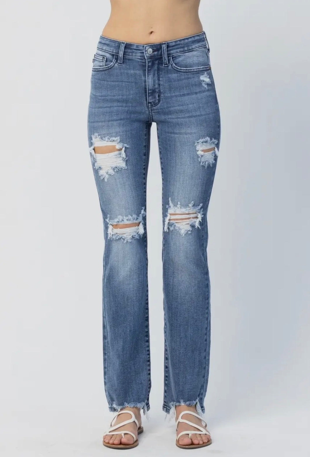 Judy Blue Mid Rise Straight - Reg + Curvy