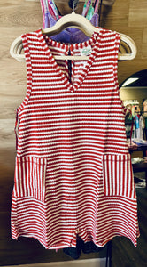 Red Striped Romper