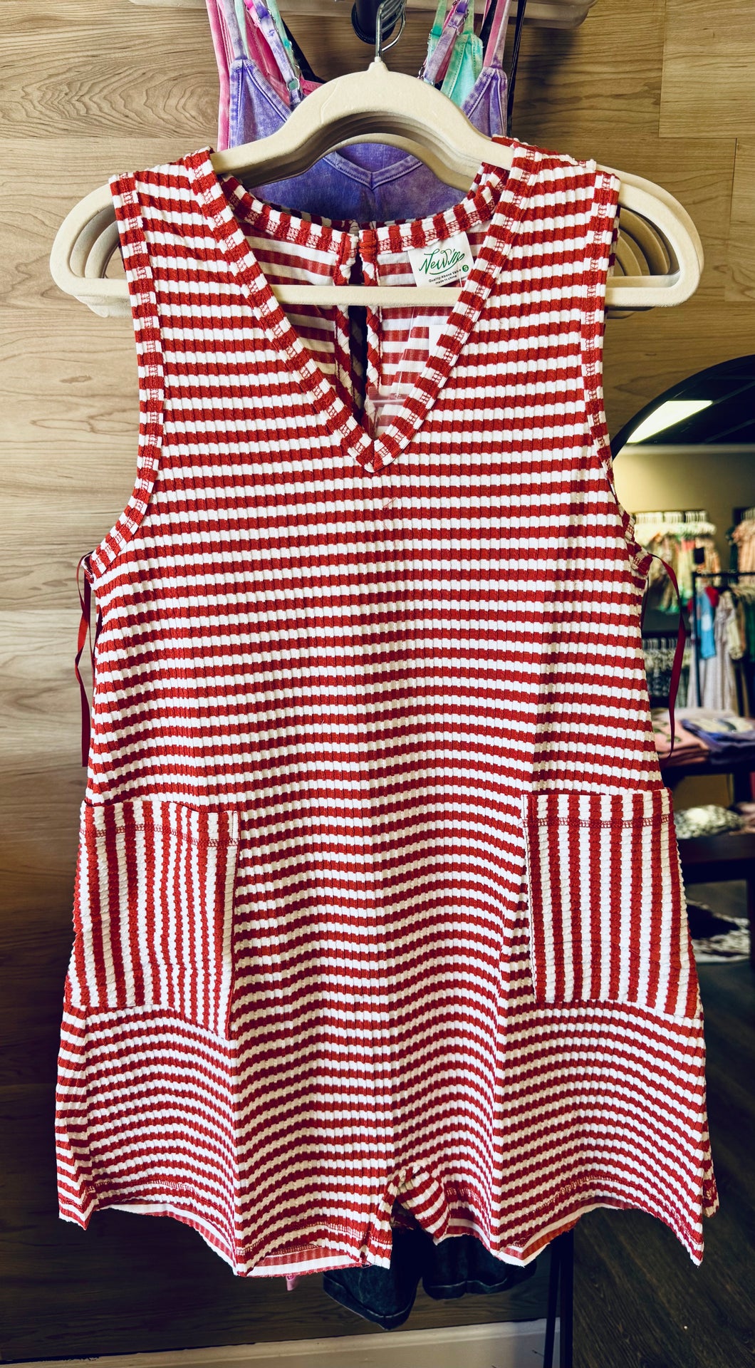 Red Striped Romper