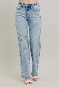 Judy Blue High Waist Mineral Wash Straight - Reg + Curvy