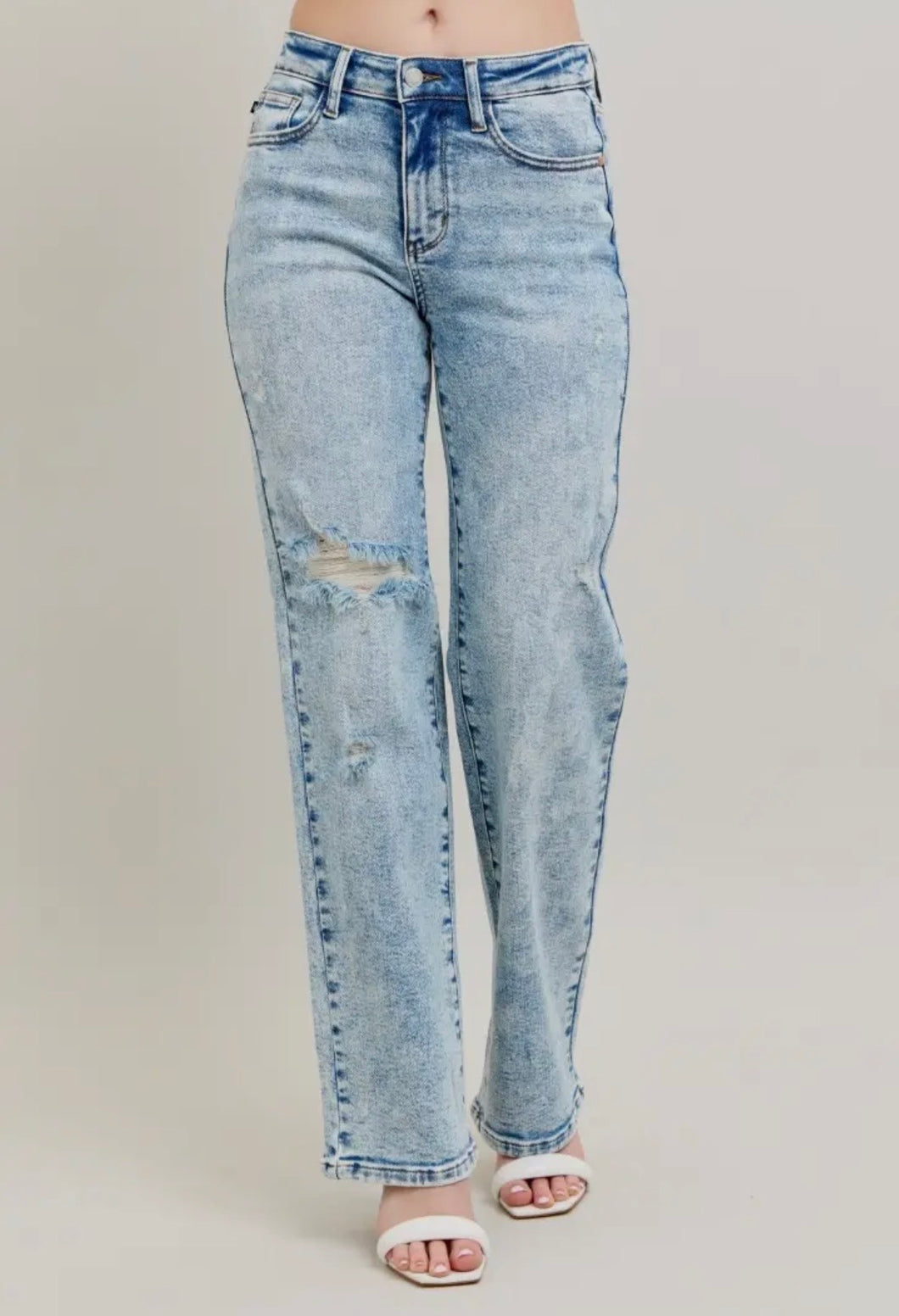 Judy Blue High Waist Mineral Wash Straight - Reg + Curvy