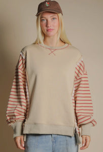 Beige Striped Top - Reg + Curvy
