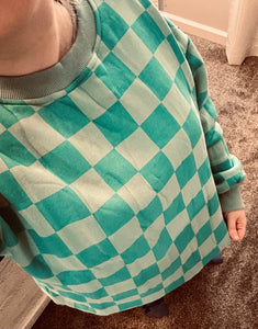 Teal Checkered Sweater