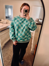 Load image into Gallery viewer, Teal Checkered Sweater
